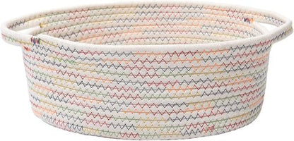 JMvicyroam Woven Basket - Small Rope Storage Bin with Handles | Colorful Organizer for Shelves & Closets
