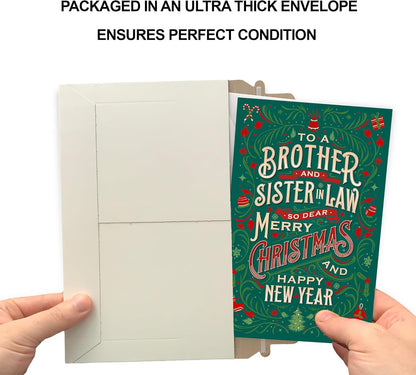 Prime Greetings Christmas Card for Brother and Sister-In-Law - Eco-Friendly, Thick Card Stock, 5in x 7.75in