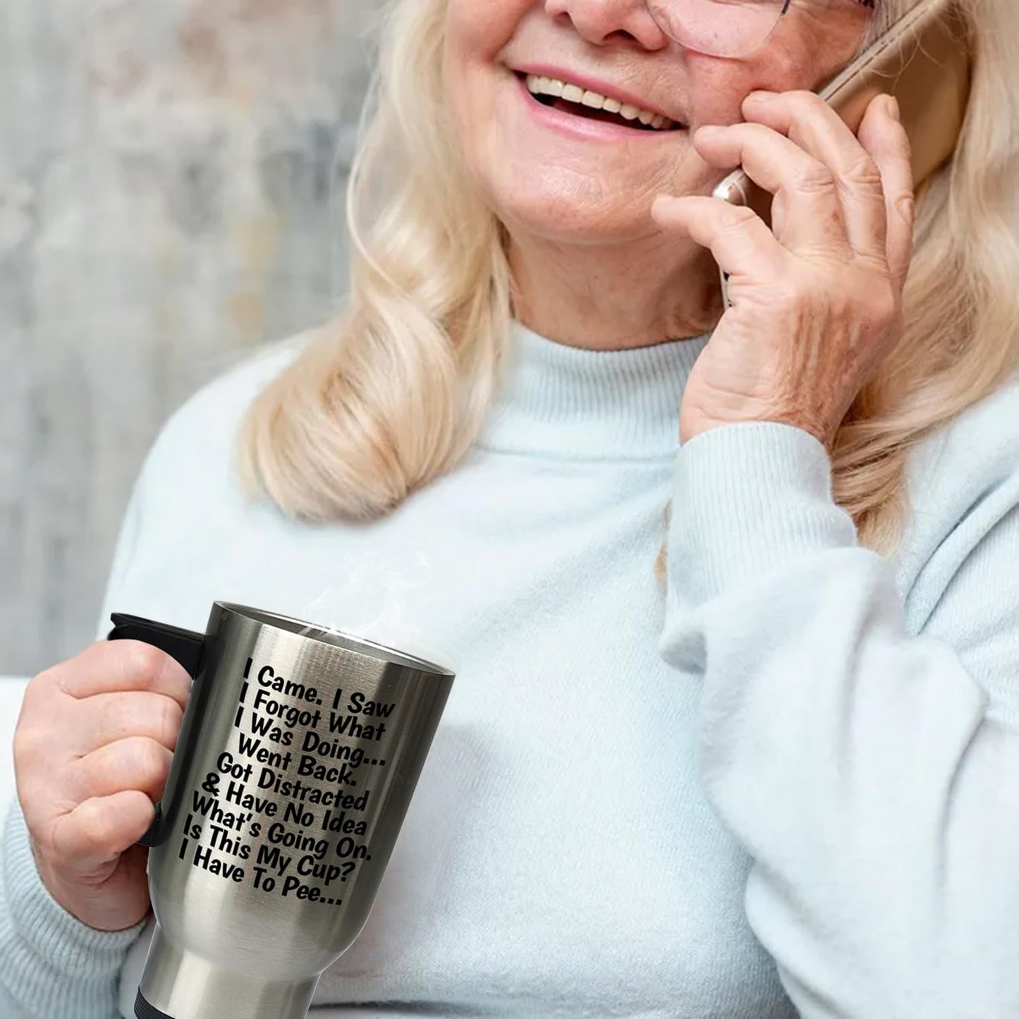 Funny Senior Citizens Travel Mugs I Came I Saw I Forgot What I Was Doing Coffee Mug - Funny Gifts for Old People Elderly Mom Dad Grandma Grandpa For Mothers Day Fathers Day Birthday Gift 14oz SILVER