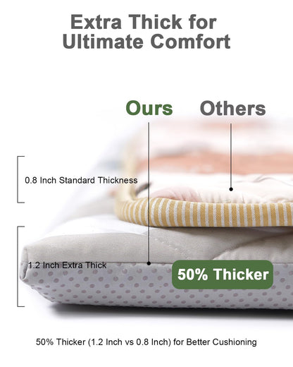 TINYHARBO Premium Foam Baby Play Mat - Extra Thick, Non-Slip & Machine Washable | 50x50 Inches