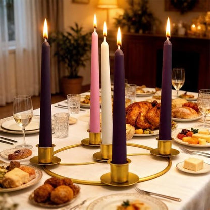 Gold Advent Candle Holder - Elegant 5-Wreath Design for Christmas Home & Church Decor