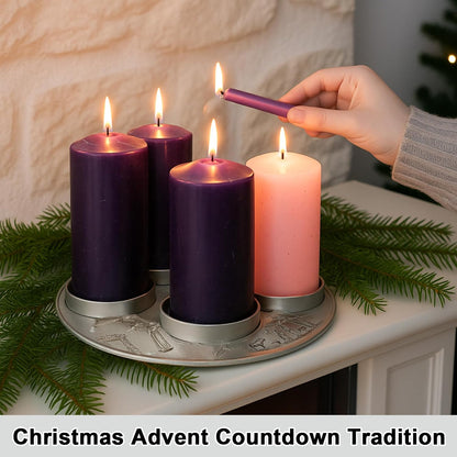 Shellwei Advent Wreath Candle Holder - Metal Nativity Scene Centerpiece for Christmas Decor | Fits 3-Inch Pillar Candles