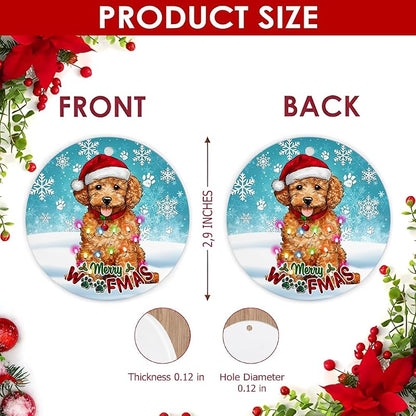 Poodle Woofmas Christmas Ornament - 2.9 Inch Ceramic Gift for Dog Lovers