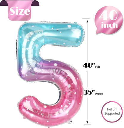 Starry Sky 5 Balloon - 40 Inch Number 5 Birthday Balloon Decorations | Perfect for 5th Birthday Parties