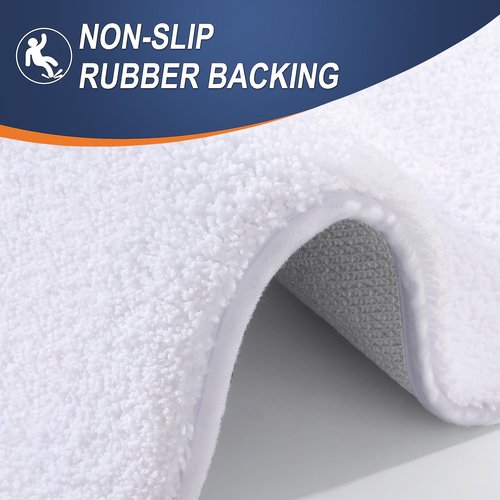 OLANLY Bathroom Rugs Mat 32x20, Extra Soft Absorbent Microfiber Bath Rugs, Rubber Backing, Quick Dry, Machine Washable Bath Mats for Bathroom Floor, Tub and Shower, Home Decor Accessories, White