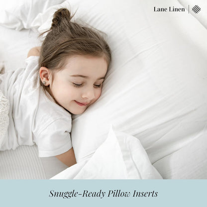 **LANE LINEN Standard Size Bed Pillows - Set of 2 Medium Soft Gusseted Down Alternative for Side Sleepers - White**