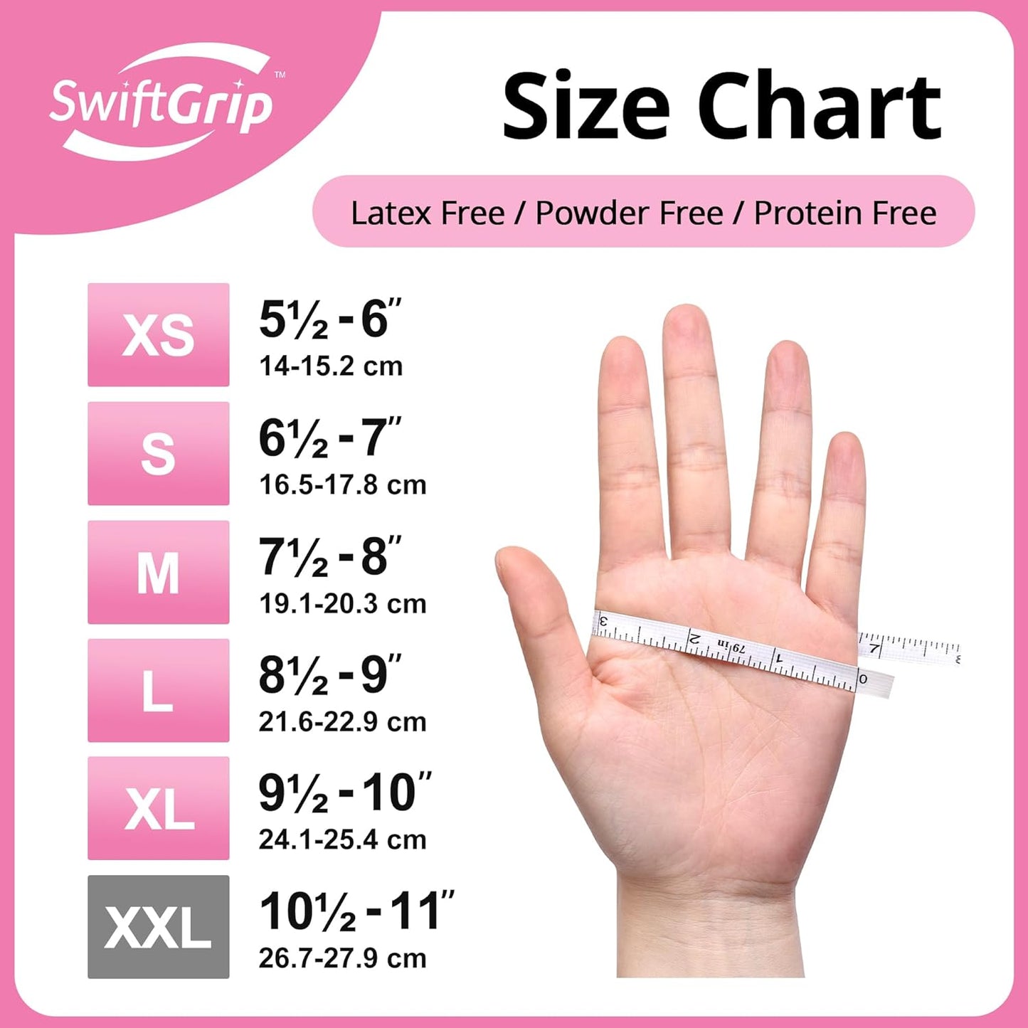SwiftGrip Disposable Exam Gloves - Pink, X-Small, Powder-Free, Latex-Free, 50-Count Box for Medical Use