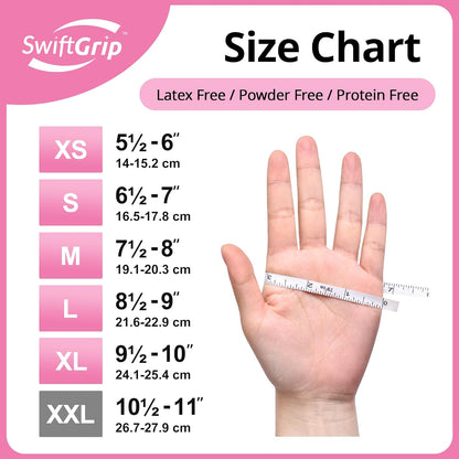 SwiftGrip Disposable Exam Gloves - Pink, X-Small, Powder-Free, Latex-Free, 50-Count Box for Medical Use