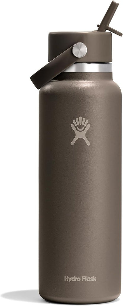 Hydro Flask Water Bottle - Insulated Stainless Steel with Wide Mouth Flex Straw Lid | 40 Oz Sandpiper