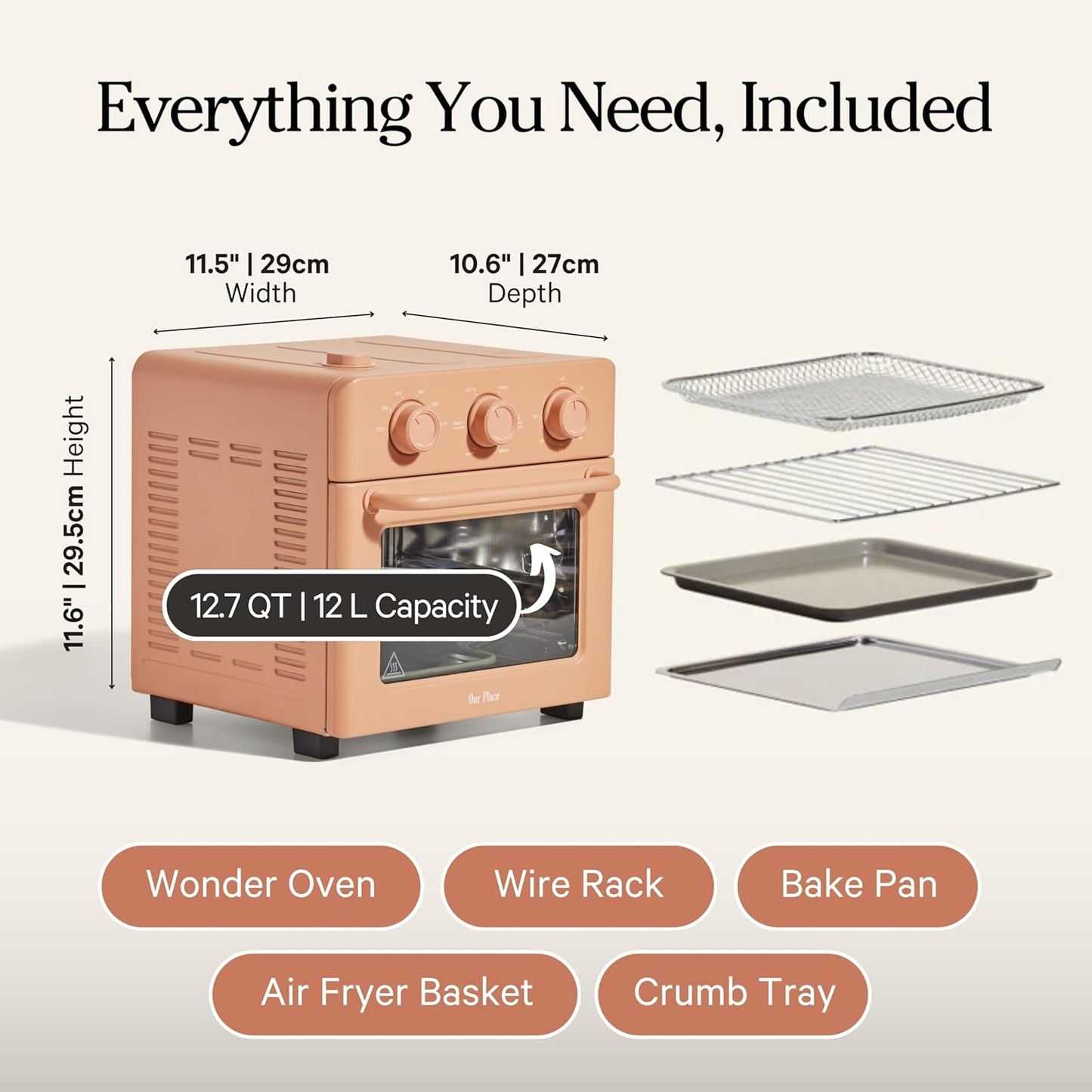 Our Place Wonder Oven - 6-in-1 Stainless Steel Air Fryer Toaster Oven Combo | Compact 13 QT Capacity - Toast, Roast, Bake, Reheat, Broil & Steam | Spice