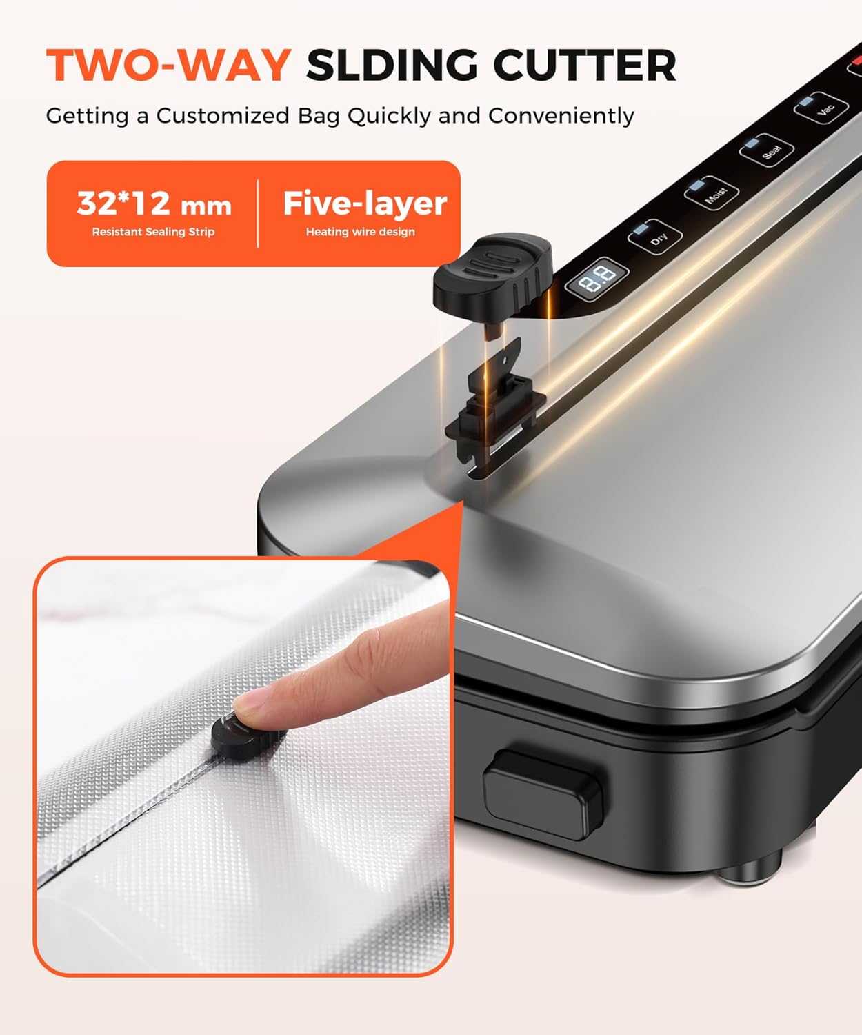 Vacuum Sealer Machine - 75KPa Food Preservation with 6-in-1 Modes & Digital Timer | Compact Design + 10 Bags (Black/Silver)