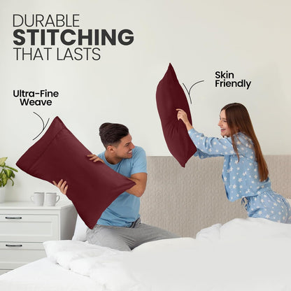 Utopia Bedding King Pillow Cases - Soft Brushed Microfiber - 2 Pack | Fade Resistant 20 x 40 Inches (Burgundy)