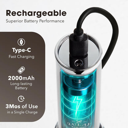 Zulay Kitchen Rechargeable Milk Frother - Powerful 2-Speed Motor, 2000mAh Battery | Handheld Mixer for Latte, Cappuccino & Matcha - Silver