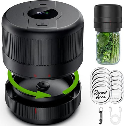 Mason Jar Vacuum Sealer Kit - Electric Sealer for Wide & Regular Mouth Jars | Portable Gift for Mom & Grandma