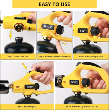 TBTEEK Propane Torch Head - Adjustable Flame Cooking Torch for BBQ, Searing Steak & Crème Brûlée