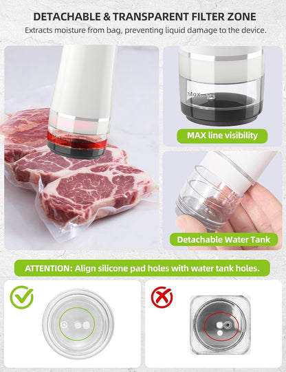 Skiennix Vacuum Sealer Set - Handheld Food Sealer with 30 Reusable Bags | Portable & Compact Design, Auto-Stop Feature
