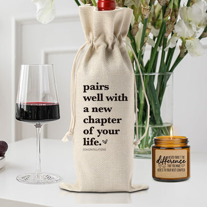 New Chapter Wine Bag Scented Candles Set Thank You Gifts Never Forget The Difference That You Make Farewell Going Away Goodbye Appreciation Retirement Gifts for Women Men Coworker Boss Friend