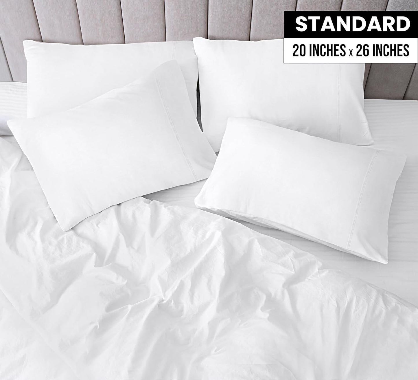 Utopia Bedding Standard Pillow Cases - Soft Brushed Microfiber - Pack of 4 | 20 X 26 Inches - White
