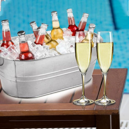 CertBuy 4 Pack Galvanized Tub 4 Gallon Ice Bucket with Handle Large Metal Champagne Drink Bucket Galvanized Ice Buckets for Parties Mimosa Bar Cocktail Bar