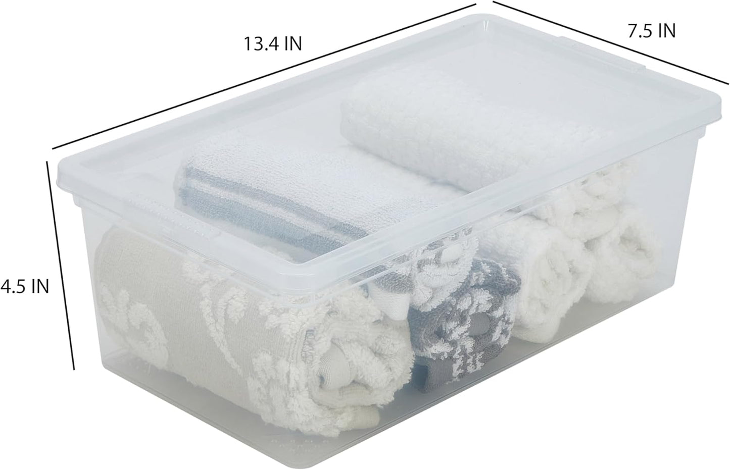 Storage Bins with Lids by Simplify - Stackable & Nestable Clear Bins | 6 Pack | Ideal for Clothing, Books & Shoes