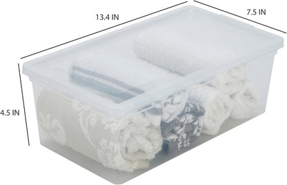 Storage Bins with Lids by Simplify - Stackable & Nestable Clear Bins | 6 Pack | Ideal for Clothing, Books & Shoes