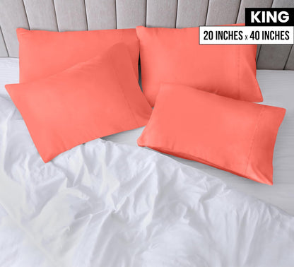 Utopia Bedding King Pillow Cases - 4 Pack - Soft Brushed Microfiber - Fade Resistant 20 X 40 Inches (Coral)