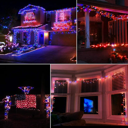 Patriotic Mini Lights - 100 Count Waterproof String Lights for 4th of July | Red, White & Blue