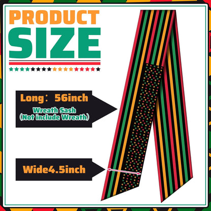 VitalCozy Happy Juneteenth Wreath Sash - Satin Embroidery Monogram Ribbon for Indoor/Outdoor Decor
