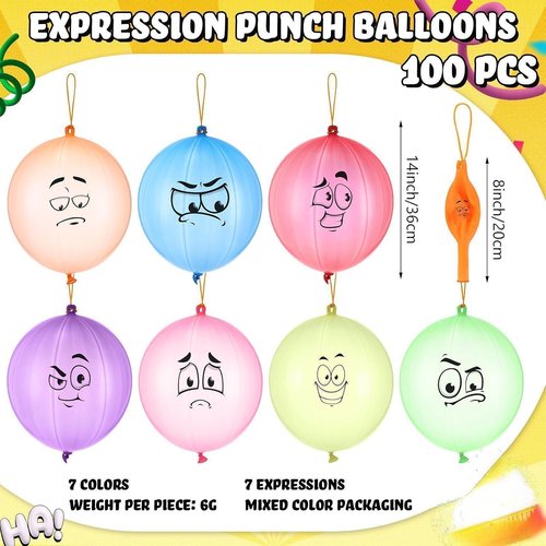 Hollowfly 100 Pack Heavy Duty Punch Balloons - Fun Party Favors for Birthdays & Carnivals