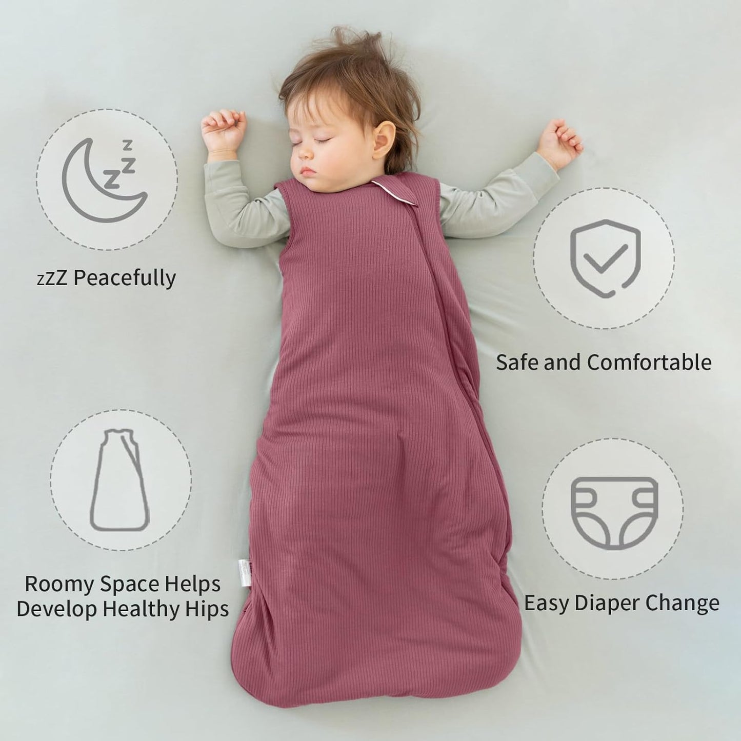 BubblePanda Bamboo Sleep Sack - Breathable 1.0 Tog Wearable Blanket for Newborns 0-6 Months