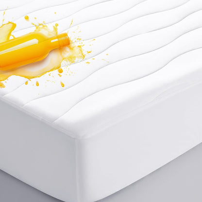 Skiennix Cooling Queen Waterproof Mattress Protector - Soft Quilted Cotton, Noiseless Fitted Cover (60x80, White)