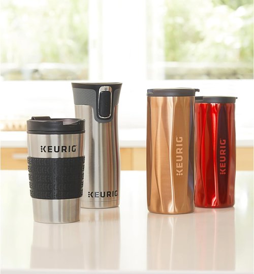 Keurig Stainless Steel Insulated Coffee Travel Mug - Fits Under Any K-Cup Maker | 12 Oz Capacity