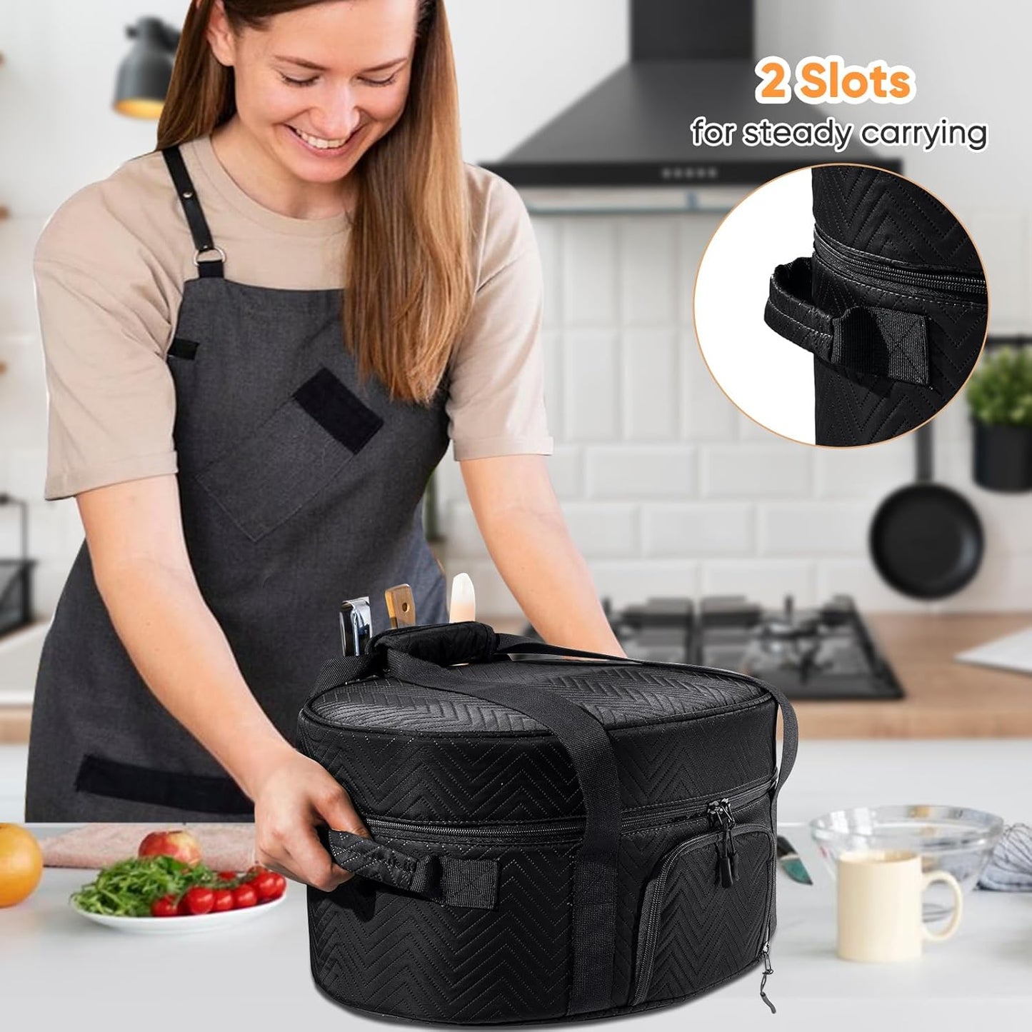 Skiennix Insulated Slow Cooker Carrying Bag - Portable Case for 6-8 Quart CrockPot & Hamilton Beach with Accessory Pocket