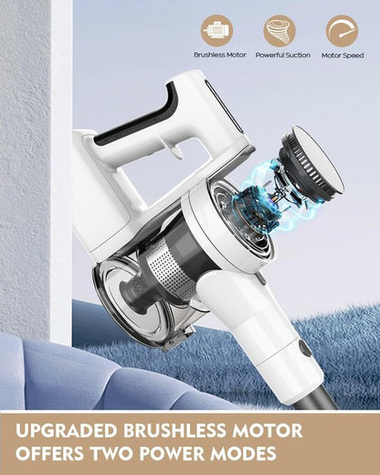 Comvtu Cordless Vacuum Cleaner - 80,000PRM Powerful Motor | 35 Min Runtime, 2 Modes, Detachable Parts - Onion White