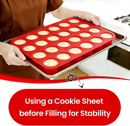 CAKETIME Silicone Mini Muffin Pan - 3 Pack of 24 Nonstick Cups for Baking Muffins & Cupcakes