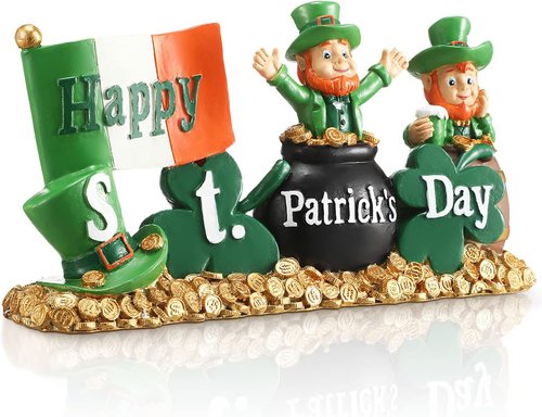 Fumete St. Patrick's Day Decorations - Leprechaun Figurines & Green Shamrock Home Decor