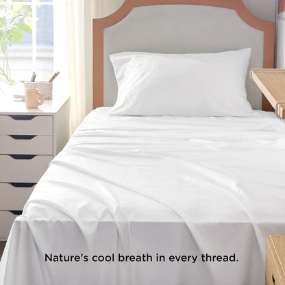 Bedsure Cooling Sheets - Twin XL Bamboo Rayon | Breathable & Soft Hotel Luxury Bedding, White