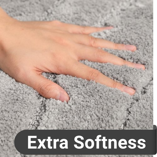 DEXDE Bathroom Rugs - Ultra Long Non-Slip Runner Mat 24x60 in Light Grey | Soft, Absorbent Microfiber for Quick Drying