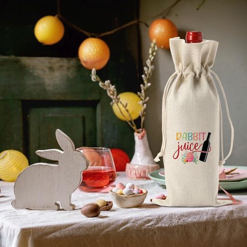 Funny Easter Wine Bag Easter Basket Easter Eggs Decorations Easter Holiday Gifts for Women Men Easter Wine Bag Gifts for Wine Lover Easter Party Decorations Rabbit Juice Wine Bag