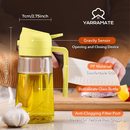 YARRAMATE Glass Olive Oil Sprayer - 16oz Food Grade Premium Spray Bottle for Cooking & BBQ (Pomelo)