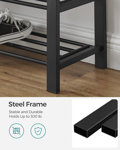 SONGMICS Shoe Bench - Modern Storage Solution with Cushion | Space-Saving Entryway Seat in Dark Gray and Ink Black