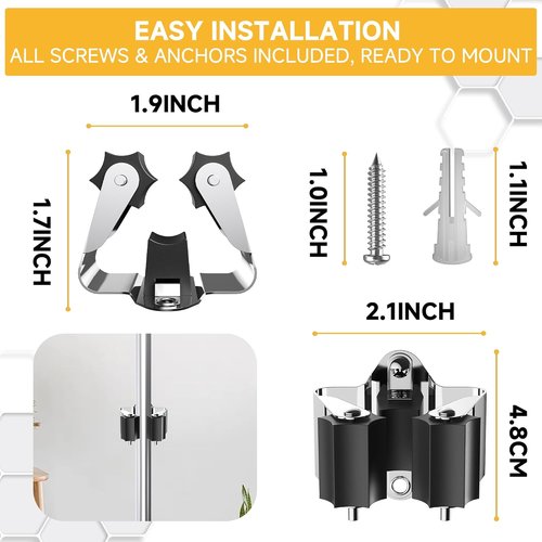 Broom Holder Wall Mount by [Brand Name] - 3 Pack Broom Rack with Star Shaped Rubber Rollers for Strong Grip & Durability
