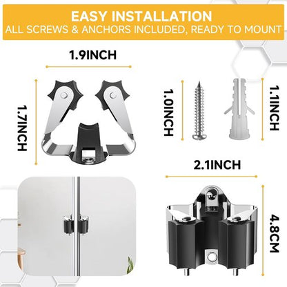 Broom Holder Wall Mount by [Brand Name] - 3 Pack Broom Rack with Star Shaped Rubber Rollers for Strong Grip & Durability