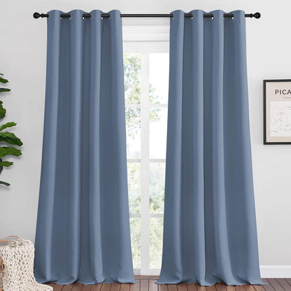 NICETOWN Room Darkening Curtain Panels - Thermal Insulated Blackout Draperies, 102" Length, Stone Blue, 2 Pieces