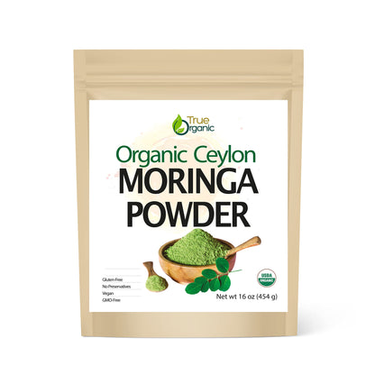 True Organic Moringa Leaf Powder 16 oz - USDA Certified, Pure Ceylon Premium Quality ( 1 Pound )