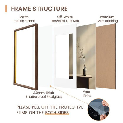 Axeman 18x24 Picture Frame Set of 2, Display 16x20 Pictures with Mat or 18x24 without Mat, Thin Border Wall Gallery Photo Frames for Wall and Tabletop Display, Walnut