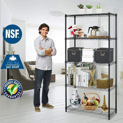 BestOffice 5-Tier Wire Storage Shelves - Heavy-Duty Metal | Adjustable Racks | 36x14x72 | Black | Holds Up to 1000 lbs | No-Tool Assembly for Home & Garage