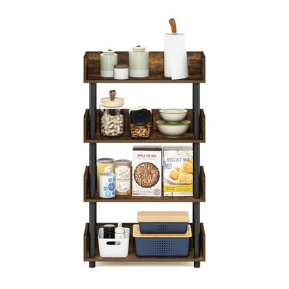 Furinno Turn-N-Tube 4-Tier Toolless Display Rack, Amber Pine/Black
