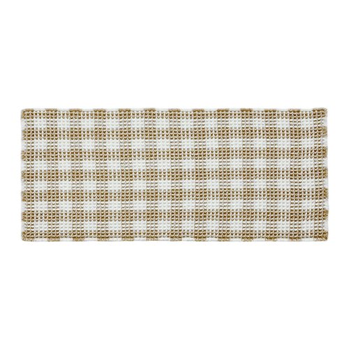 TYUU Waffle Runner Rug Bathroom, Long Boho Bathroom Rugs Non Slip Washable Absorbent Checkered Bathroom Mat Quick Dry Farmhouse Bath Mat, 72"x24" Khaki and White
