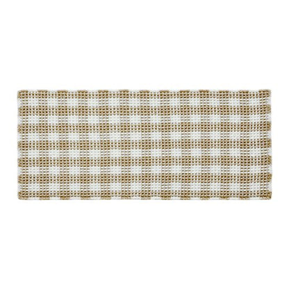 TYUU Waffle Runner Rug Bathroom, Long Boho Bathroom Rugs Non Slip Washable Absorbent Checkered Bathroom Mat Quick Dry Farmhouse Bath Mat, 72"x24" Khaki and White
